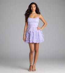 Louisa Ruffle Glitter Skater Short Dress