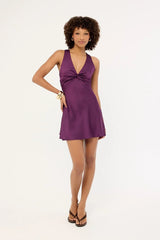 Perfect Stranger Ellary Satin Mini Dress Plum