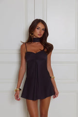 Diva Energy Satin Mini Dress Black