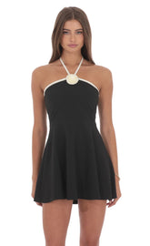 Florette Halter Dress in Black