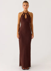 Harlyn Halter Maxi Dress - Chocolate