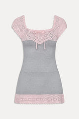 Lover Crochet Knit Mini Dress - Pink Flora