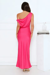 Late Night Luxe Off Shoulder Satin Maxi Dress