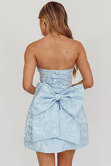 Melty Kisses Bow Mini Dress Blue