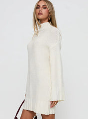 Tarin Long Sleeve Knit Mini Dress Cream
