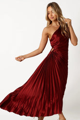 Kleo One Shoulder Maxi Dress - Merlot