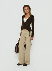 Buenos No Waist Low Rise Straight Leg Jeans Washed Khaki