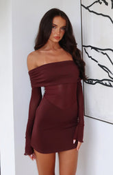 Own Your Story Long Sleeve Mini Dress Burgundy