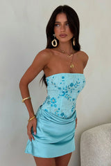 Skye Strapless Beaded Mini Dress - Baby Blue