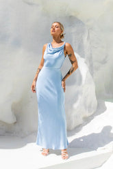 Moonlit Palms Satin Maxi Dress