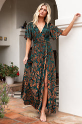 Uma Velvet Maxi Dress | Bronze + Jade