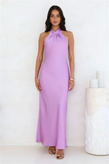 Delicate Dazzle Halter Satin Maxi Dress