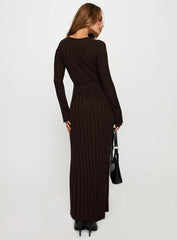 Vespa Long Sleeve Maxi Dress Brown