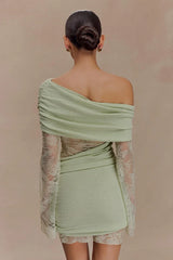 Luxie Lace Knit Mini Dress - Pastel Green
