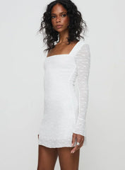 Lanchester Long Sleeve Mini Dress White