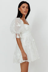 I've Got Sunshine Ruffle Strap Mini Dress Embellished White