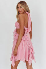 Santiago Cut-Out Ruffle Mini Dress Blush