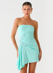 Ocean Dream Strapless Mini Dress - Turquoise