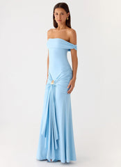 Vee Bardot Maxi Dress - Blue