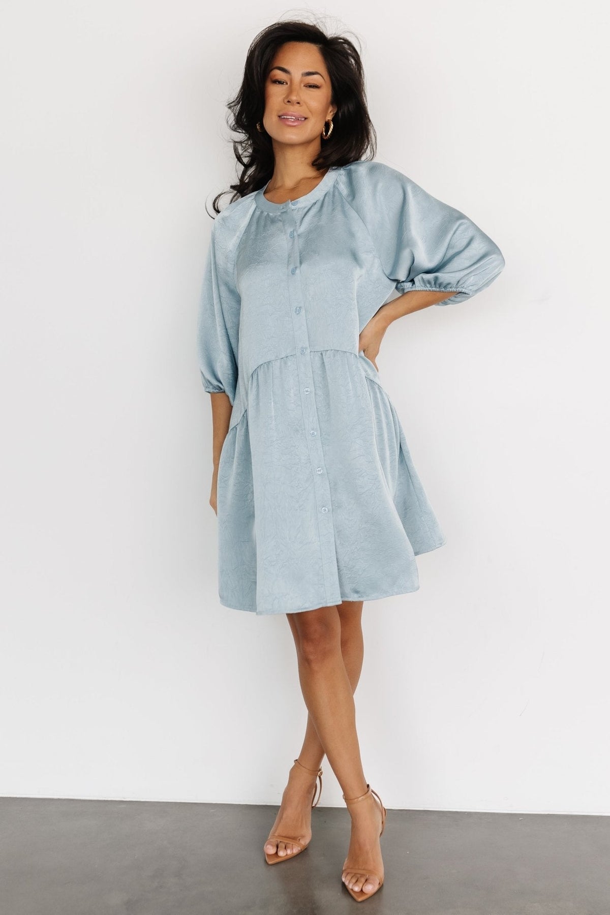 Janice Button Dress | Blue